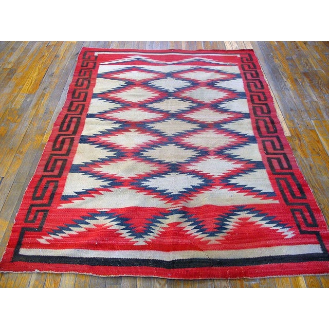 1930s American Navajo Carpet ( 4'5" x 6'2" - 135 x 88 ) Antique Navajo American Ivory 1930s Ivory Rug, Circa Date: 1930s....