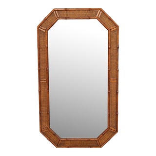 American of Martinsville Vintage Bamboo and Wicker Mirror For Sale