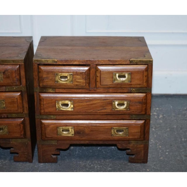 Vintage Military Campaign Bedside Tables in Brass, Set of 2 For Sale - Image 6 of 17