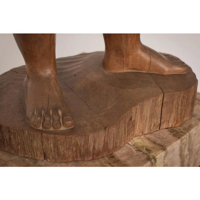 Wood Carved Female Nude with Stand For Sale - Image 9 of 17