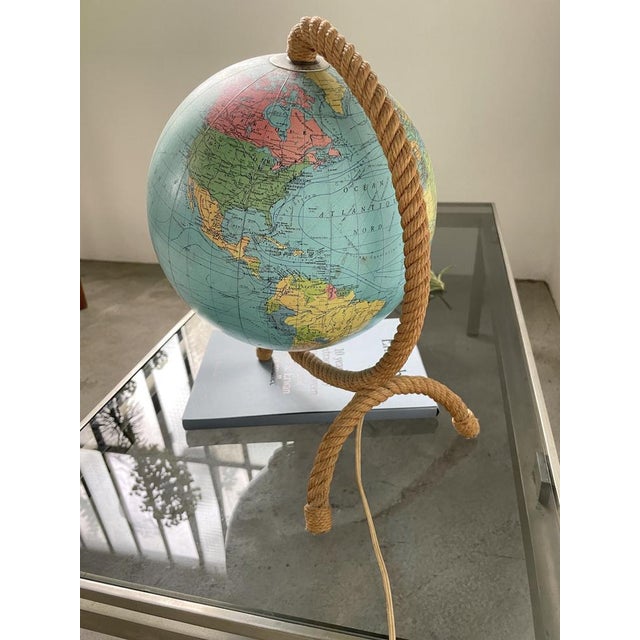 Luminous Terrestrial Globe Tarride attributed to Adrien Audoux & Frida Minet, 1950s For Sale - Image 18 of 18