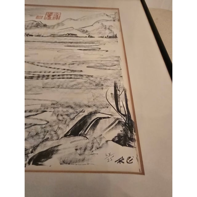 Printmaking Materials Vintage Asian Double Seal Signed and Numbered Lithograph For Sale - Image 7 of 13