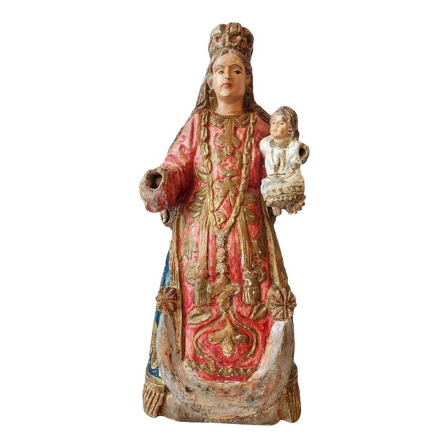 Antique Spanish Colonial Carved Santo Altar Figure For Sale