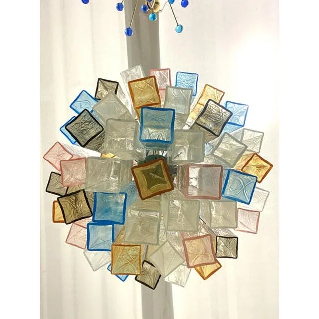 Multicolored Squared Murano Glass Chandelier by Simoeng For Sale - Image 6 of 11