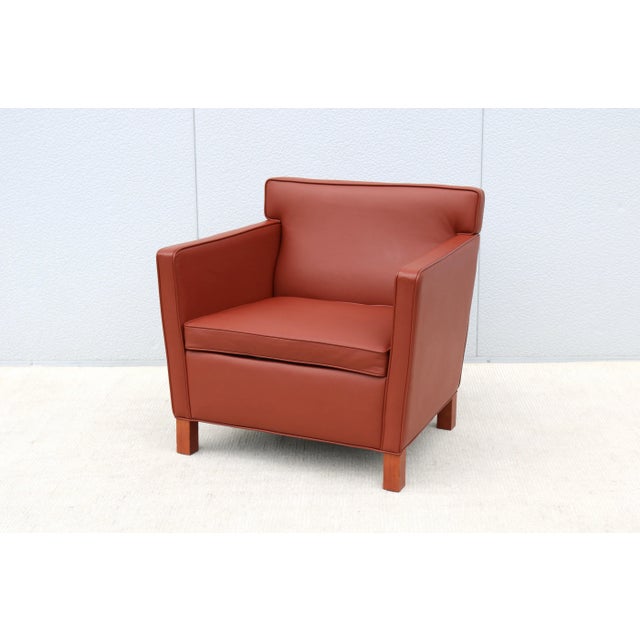 Classic and timeless design authentic Krefeld brown leather lounge chair. Mid-Century Modern was originally Designed by...