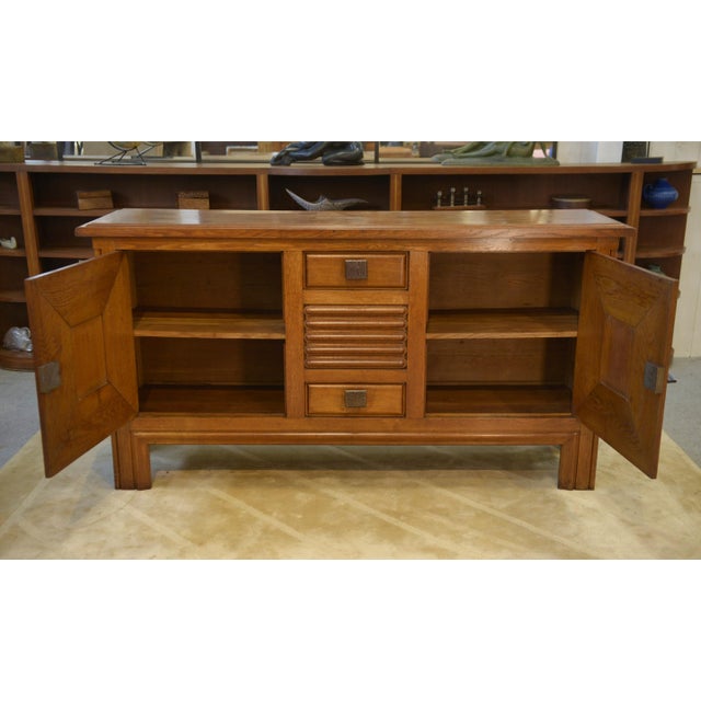 Oak and Wrought Iron Buffet by Charles Dudouyt, 1940s For Sale - Image 6 of 11