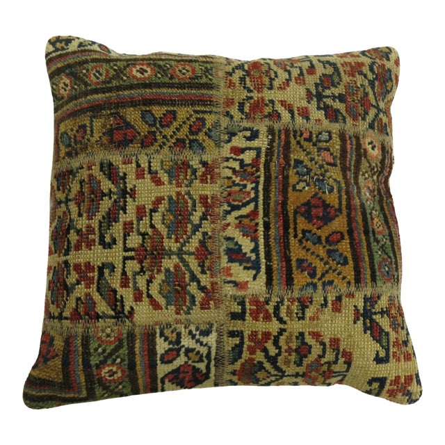 Zabihi Collection Patchwork Tribal Kurdish Rug Pillow For Sale