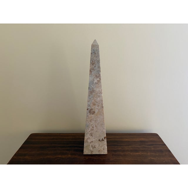 Late 20th Century Neoclassical Marble Obelisk in Variegated Brown and Tan Stone For Sale - Image 10 of 12