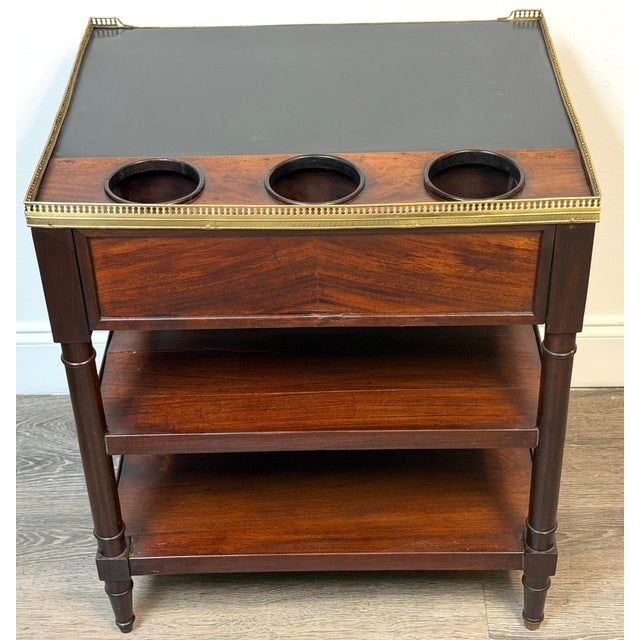 Brown French Louis Philippe Mahogany Wine Service Table with Slate Top & Brass Gallery For Sale - Image 8 of 10