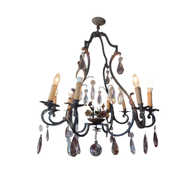 Louis XV Eight-Light Cage Chandelier with Floral Design For Sale - Image 9 of 9