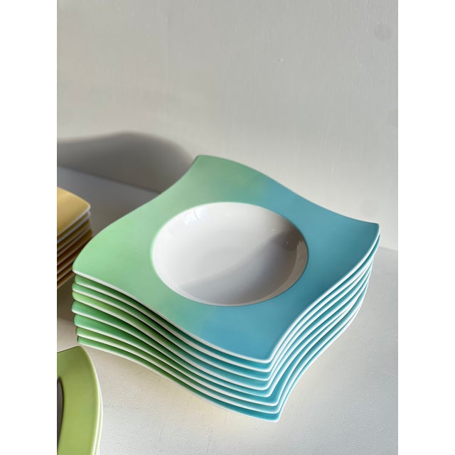 1990s Villeroy & Boch New Wave Lagoon 24 Piece Dinnerware Set Service for 8 For Sale In Portland, OR - Image 6 of 18