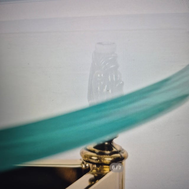 Vintage Half Moon Glass Top Brass Metal Claw Hoofed Feet Console Table For Sale - Image 4 of 4