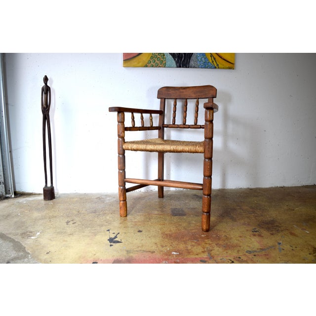 Wood Vintage Rustic Wicker Oak Chair, 1920s For Sale - Image 7 of 7