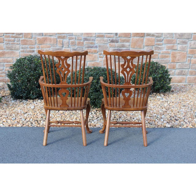 Thomasville Thomasville Fisher Park Pecan Windsor Armchairs—A Pair For Sale - Image 4 of 18