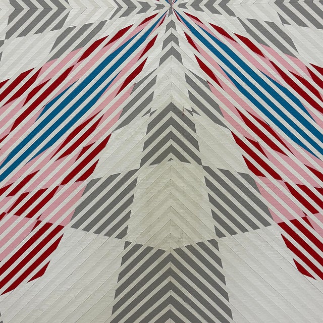 Oversized Gabe Silverman 1980s Abstract Op Art Painting, Newly Framed For Sale - Image 11 of 12