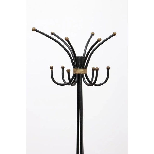Black French Hand-Forged Iron Coat Rack attributed to Jean Royere, 1960s For Sale - Image 8 of 11