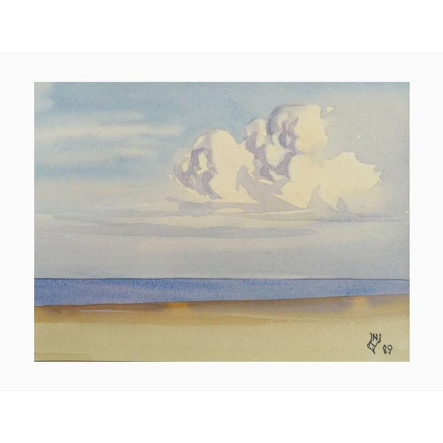 Sea 1989. Paper, watercolor, 15x20 cm Landscape with sea and clouds The watercolor painting depicts a serene seascape,...