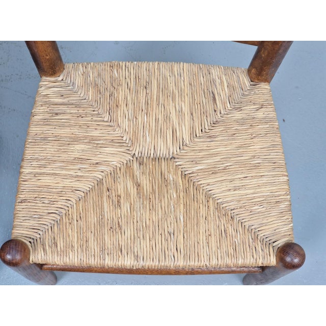 Set of Brutalist Wood and Wicker Chairs in the style of Charlotte Perriand, 1960s, Set of 2 For Sale - Image 14 of 16