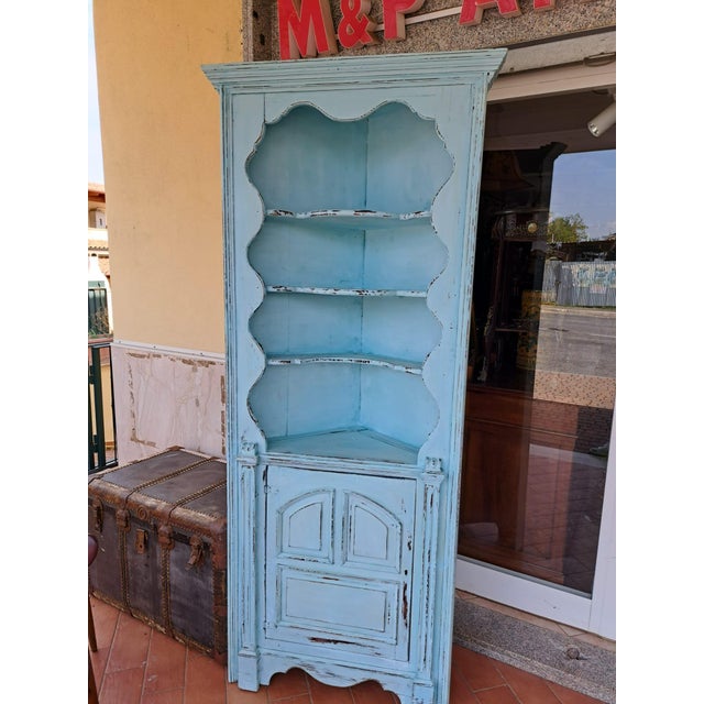 Rustic Lacquer Corner Cabinet with Shelves For Sale - Image 10 of 10