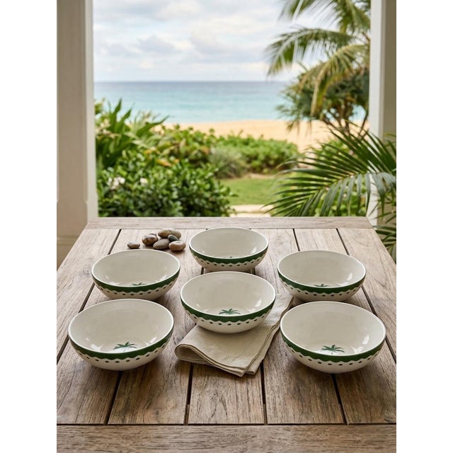 Vintage Anthropologie X Fern & Co. "The Palm Collection" Porcelain Small Bowls - Set of 6 For Sale - Image 9 of 10