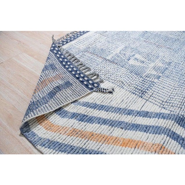 Textile 9x12 Gray Hand-Knotted Wool Linear Tribal Motifs Modern Carpet Rug For Sale - Image 7 of 10