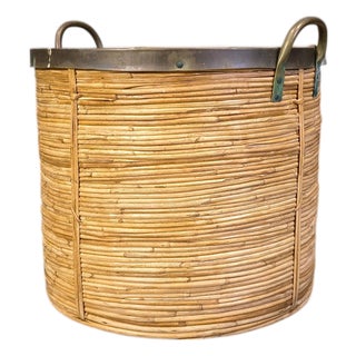 Italian Copper and Bamboo Planter, 1960s For Sale
