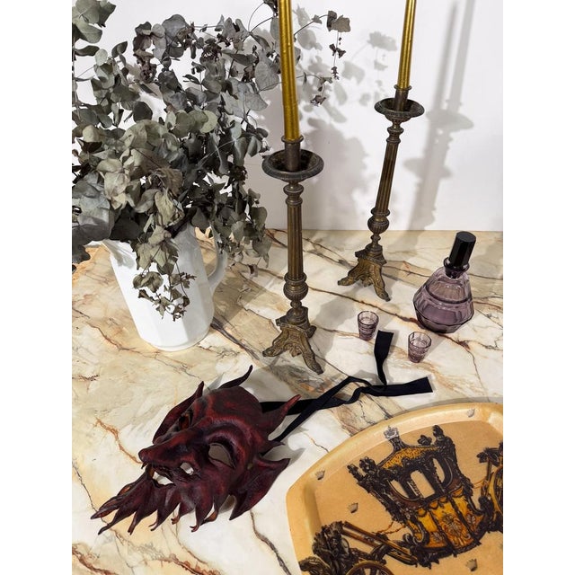 Vintage Venetian Style Handcrafted Leather Mythological Satyr Mask, Italy, 1970s For Sale - Image 3 of 18