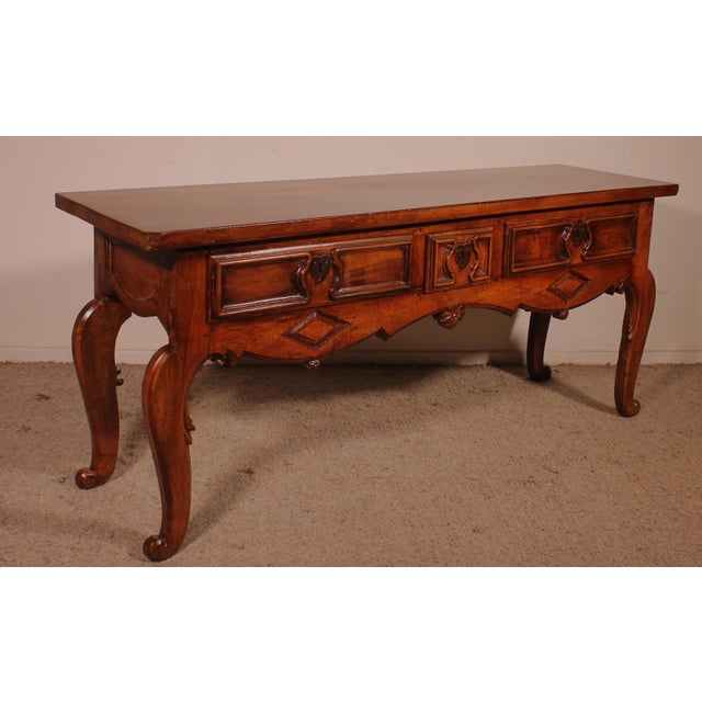 Wood Louis XV Console Three Drawers, Spain, 18th Century For Sale - Image 7 of 13