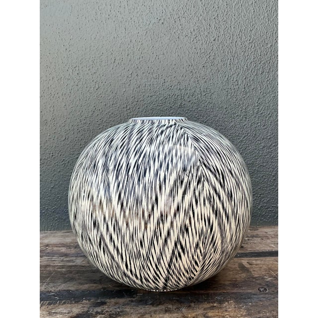 Late 20th Century Vintage Italian Bellini Glazed Ceramic Geometric Vase For Sale - Image 5 of 12