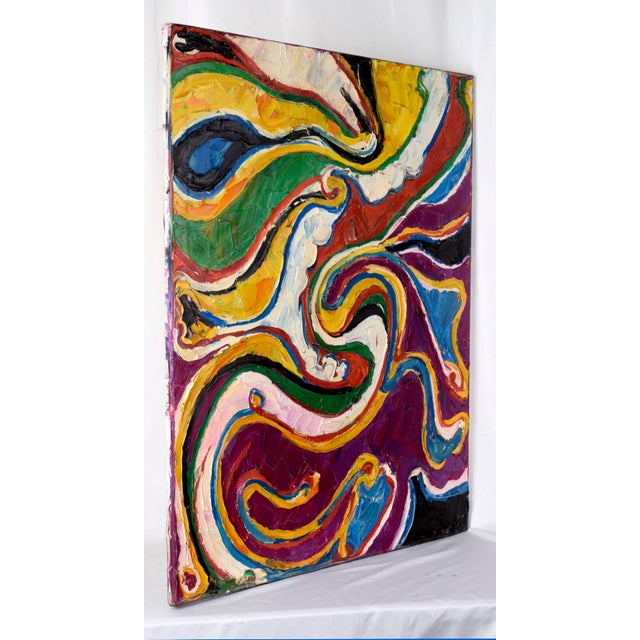 Heavily Textured Abstract Expressionist Composition in Oil on Canvas Bold, textured, abstract composition by California...