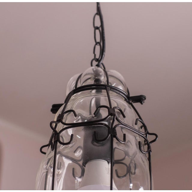 Metal Set of 2 Venetian Lantern, Murano Glass, Italy, 1980s For Sale - Image 7 of 11