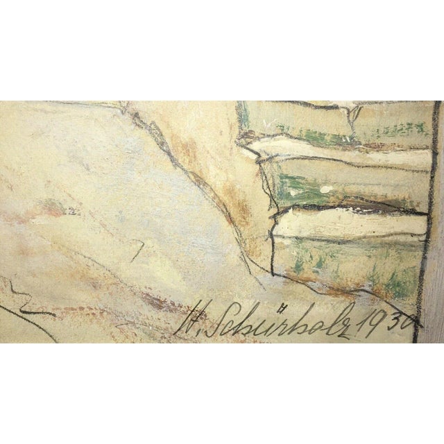 Schürholz Hans, Baška Street View KRK Street Dalmatia Croatia, 1930, Oil on Canvas For Sale - Image 7 of 13