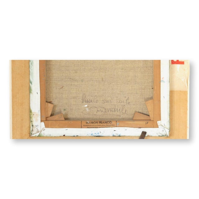 French Village Scene w/Fountain Painting For Sale - Image 4 of 5