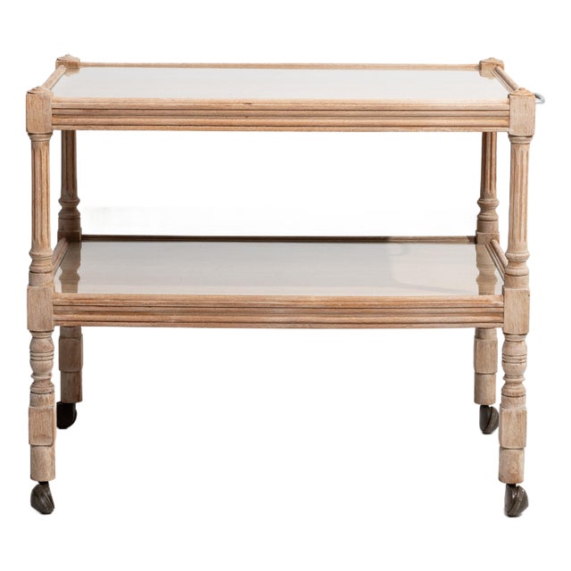 French Oak Bar Cart on Casters France 1950s For Sale
