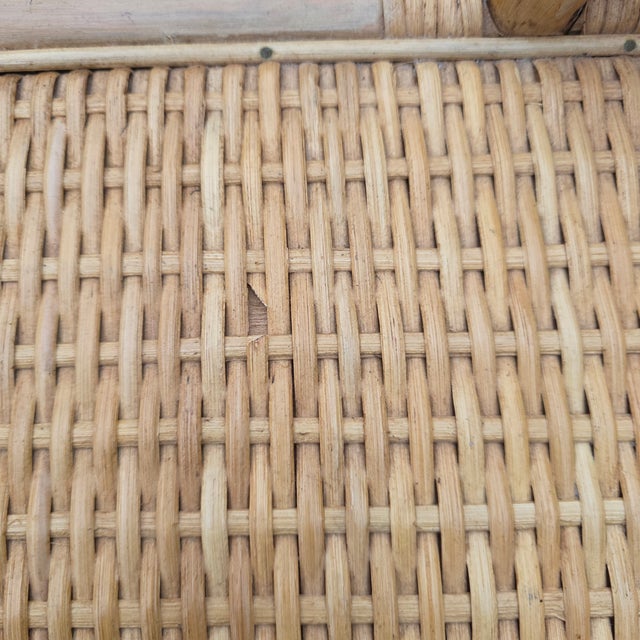 Vintage Coastal Three-Tier Rattan and Wicker Bar Cart or Étagère on Casters For Sale - Image 10 of 11