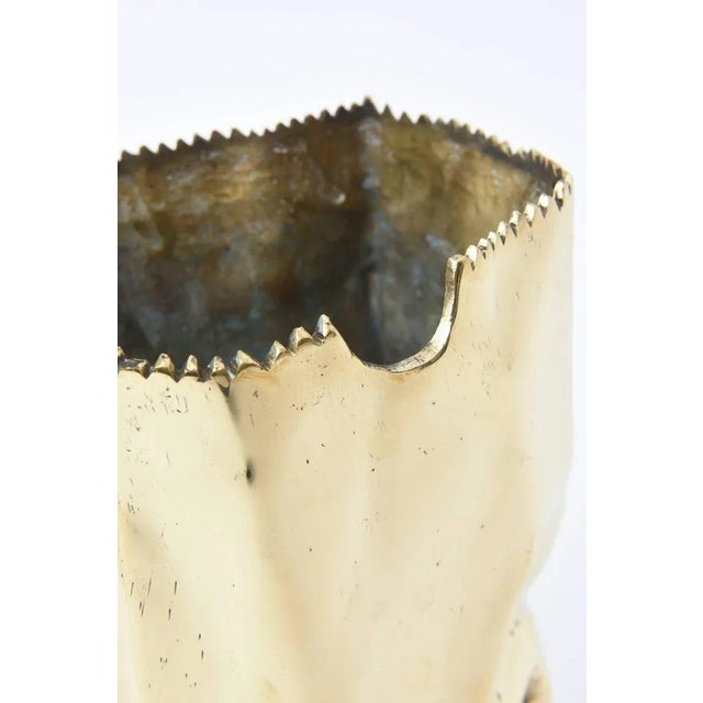 Metal 90's French Signed Limited Edition Brass Bronze Crushed Paper Bag Sculpture by Honore For Sale - Image 7 of 11