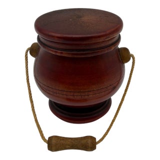 A Fine Antique Pennsylvania Red Painted Turned Folk Art Treenware Container, Circa 1910's For Sale