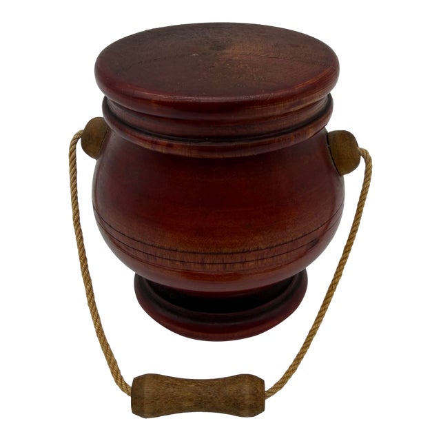 A Fine Antique Pennsylvania Red Painted Turned Folk Art Treenware Container, Circa 1910's For Sale