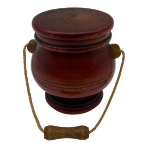 A Fine Antique Pennsylvania Red Painted Turned Folk Art Treenware Container, Circa 1910's