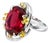 Late 20th Century 18K White Gold Huge Cabochon Ruballite Ruby Diamond Ring, Size 7 For Sale