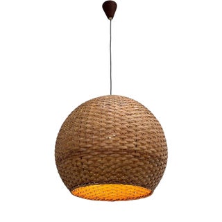 Wicker Pendant Light, 1960s For Sale
