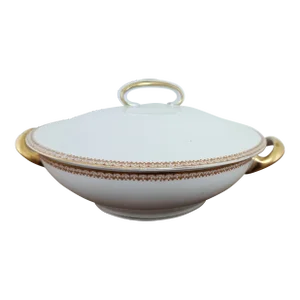 Antique Tressemann & Vogt White & Gold Limoges Tureen, Circa 1910s