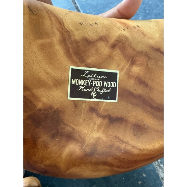 Wood Vintage Boho Leilani Carved Wood Fruit Bowl For Sale - Image 7 of 12