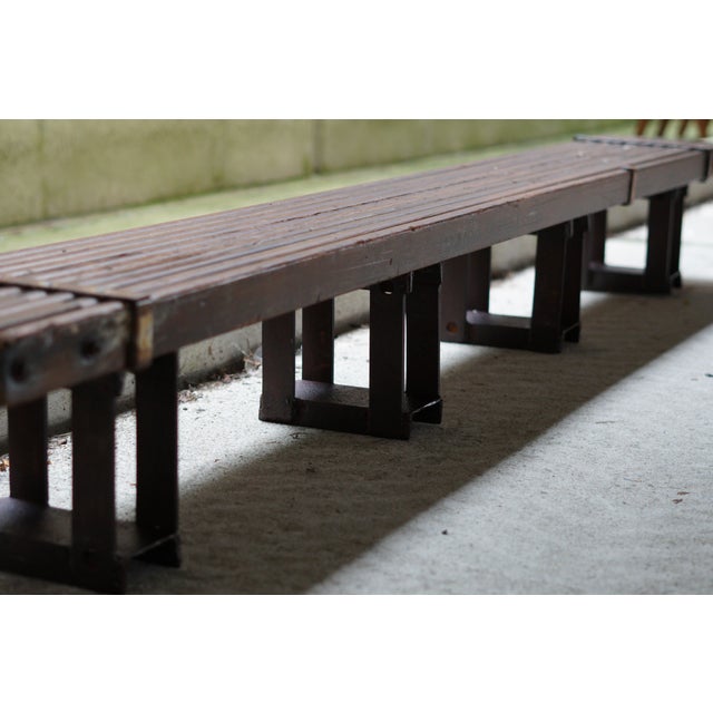 Long Low Hand Crafted Wooden Bench Coffee Table For Sale - Image 4 of 8
