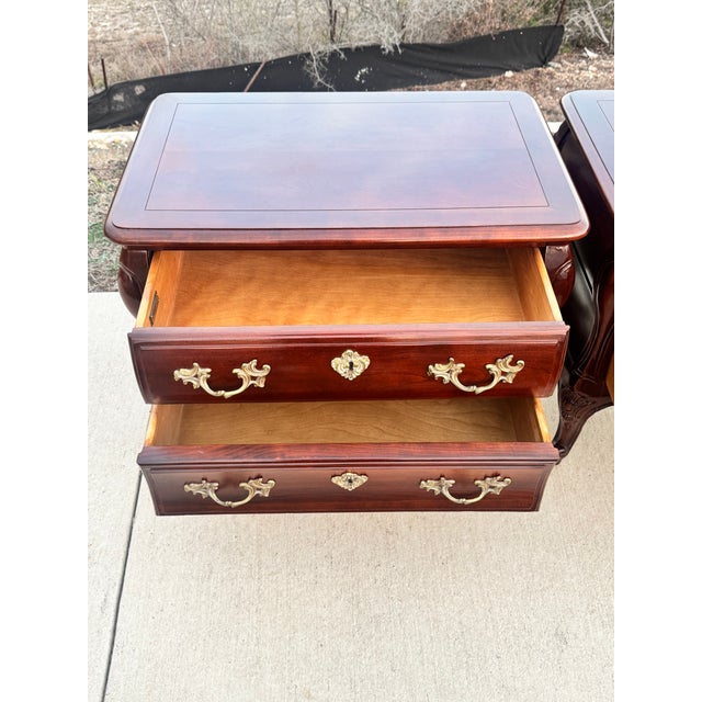 Vintage Pair Century French Louis XV Style Hardwood Nightstands For Sale - Image 10 of 14