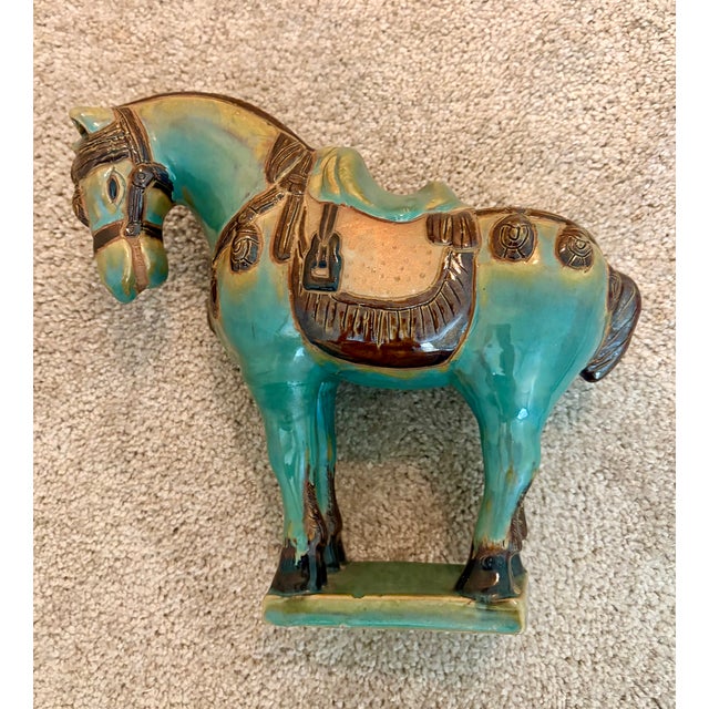 1970s Chinese Tang Dynasty Style Glazed Horse Figurine For Sale - Image 4 of 6