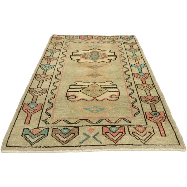 Vintage Turkish Oushak Rug - 03'01 X 05'06 For Sale - Image 4 of 11