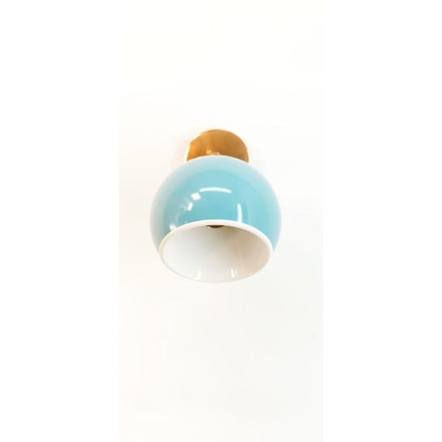Mid-Century Modern Adjustable Sconce with Blue Metal Dome For Sale - Image 3 of 16