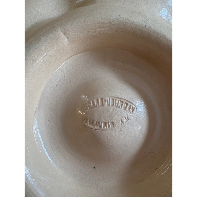 Early 20th Century Antique French Faience Oyster Plate, Foucard-Jourdan Vallauris, Mottled Green Flambe Glaze, Early 20th Century For Sale - Image 5 of 5