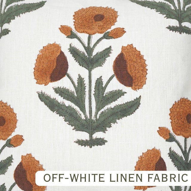 Badshah Block Print Off-White Linen Boho Frill Pillow Cover Handmade Double-Sided 18x18 Inch For Sale - Image 6 of 6